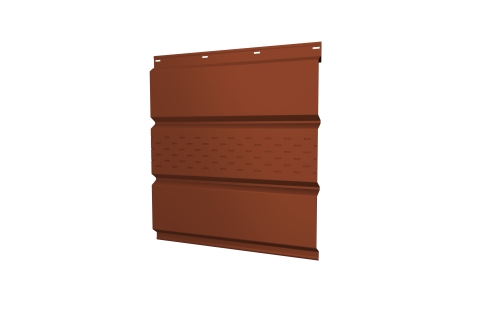 Софит металлический центральная перфорация 0,45 РЕ с пленкой RAL 8004 терракота