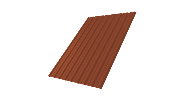 Профнастил С10В 0.5 Satin с пленкой RAL 8004 терракота