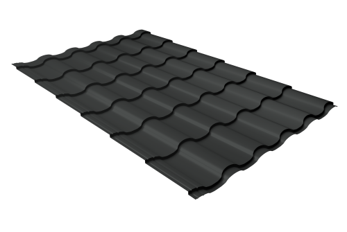 Металлочерепица кредо Grand Line 0,5 PurLite Matt RAL 7016 антрацитово-серый