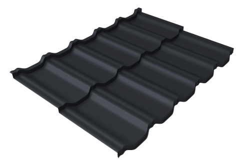 Металлочерепица модульная квинта uno GL 0,45 Drap-double TX RAL 7024 мокрый асфальт