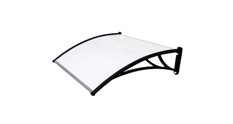 Козырек Krovent из поликарбоната 1200х930х280 молочный (черный кронштейн)